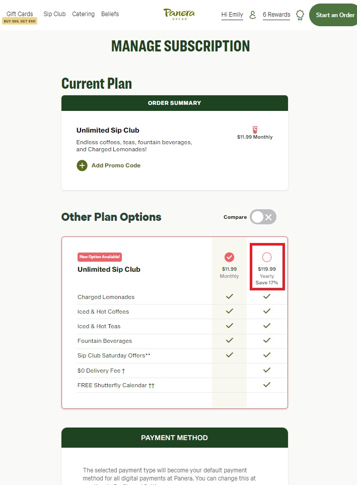 How can I switch my Unlimited Sip Club Plan?