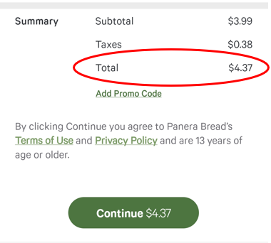 Panera discount store code