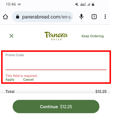 Panera promo deals